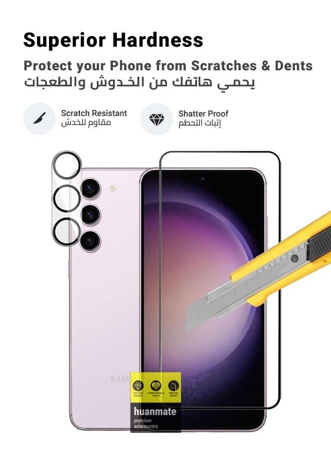 Full Screen Protector With Camera Protector For Samsung Galaxy S23 Plus Black/Clear