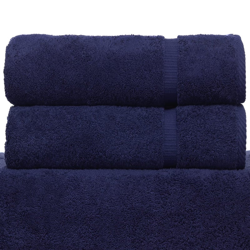 BC BARE COTTON Luxury Hotel & Spa Quality, Quick Dry 100% Turkish Cotton 700 GSM, Eco Friendly Towel, for Bathroom Dobby Border Soft Bath Towel Set 27 X 54 (Navy Blue, Bath Towels - Set of 2) - Image 2