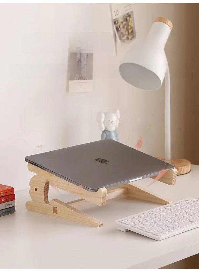 Solid Wood Laptop Bracket Bracket Hanging Height Increasing Rack Reinforced Game Cooling Rack Vertical Desktop Finishing-Color:Koi: Reinforced Large Size For 14.3-19.3 - Image 4