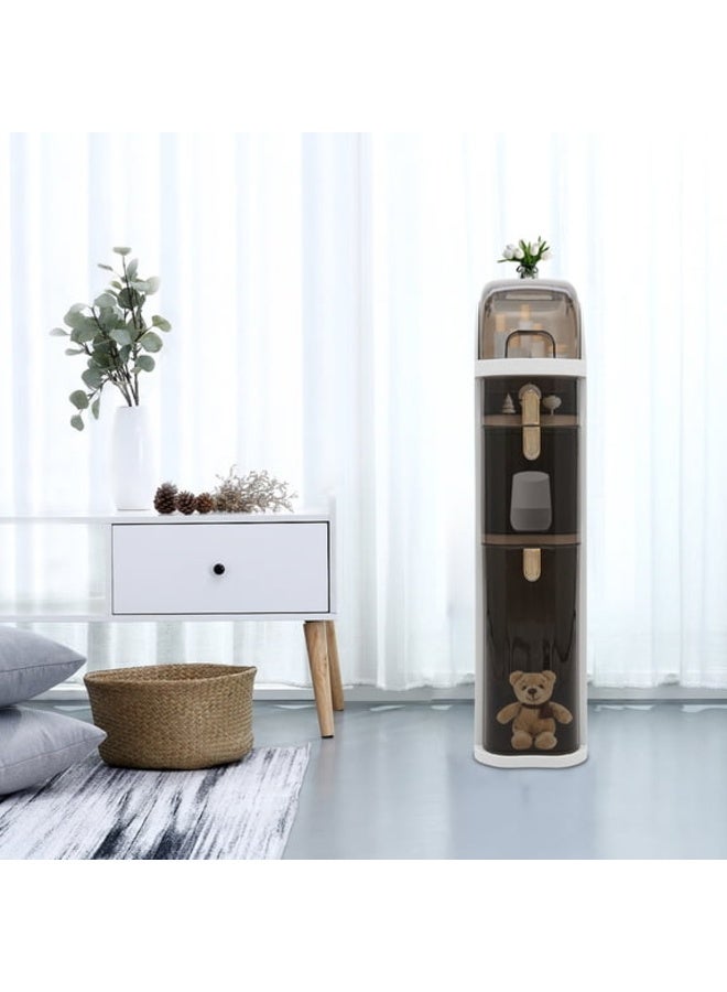 Happy Home Slim 3-Tier Floor Storage Cabinet with Casters, 42.5 × 19.2 × 82 cm Narrow Rolling Side Organizer Made of PP + PC with Clear Drawers, Flip-Open Top Cover and Side Tissue Opening, Space-Saving Mobile Storage Unit for Bathroom, Kitchen, Laundry Room, Bedroom, Living Room and Office - Image 4