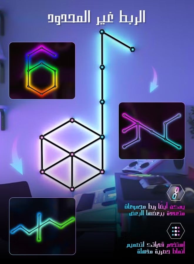 ACHAS WiFi 9 LED Light Lines Smart LED Wall Light Lines 16M+ Color LED Dimmable Music Sync Gaming Room Bedroom Light Bars Kit Work Dual Mode Symphony Wall Light - Image 5