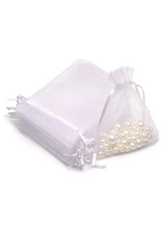 Akstore 50Pcs 3.15"X4"(8X10Cm) Sheer Drawstring Organza Jewelry Pouches Wedding Party Christmas Favor Gift Bags (White, 3.15X4)  - Image 1