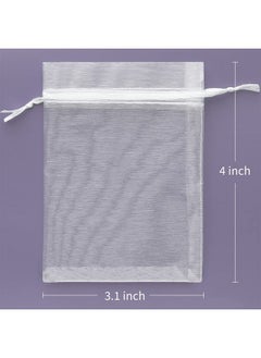 Akstore 50Pcs 3.15"X4"(8X10Cm) Sheer Drawstring Organza Jewelry Pouches Wedding Party Christmas Favor Gift Bags (White, 3.15X4)  - Image 2