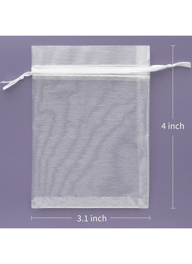Akstore 50Pcs 3.15"X4"(8X10Cm) Sheer Drawstring Organza Jewelry Pouches Wedding Party Christmas Favor Gift Bags (White, 3.15X4)  - Image 2