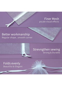 Akstore 50Pcs 3.15"X4"(8X10Cm) Sheer Drawstring Organza Jewelry Pouches Wedding Party Christmas Favor Gift Bags (White, 3.15X4)  - Image 4