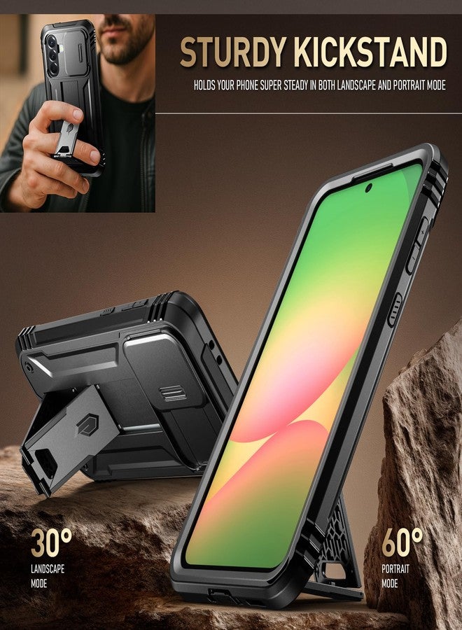 Poetic Revolution Case for Galaxy A56 5G, [Sliding Camera Cover], [20ft Mil-Grade Drop Tested], Heavy Duty Shockproof Full Body Cover with Stand and Built-in Screen Protector, Black - Image 4