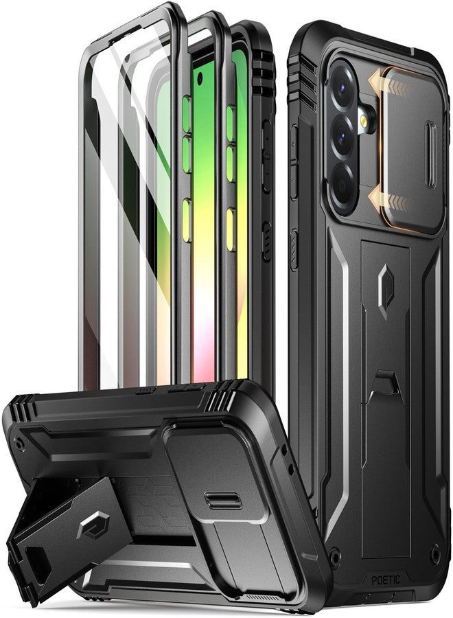 Poetic Revolution Case for Galaxy A56 5G, [Sliding Camera Cover], [20ft Mil-Grade Drop Tested], Heavy Duty Shockproof Full Body Cover with Stand and Built-in Screen Protector, Black - Image 1