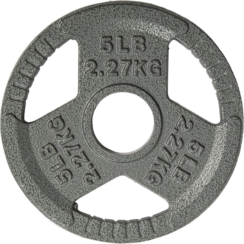 Yes4All Tri-Grip Handles Olympic Weight Plates/Cast Iron Weight Plates, Suitable for Barbell Exercises, Strength, Flexibility Training - 5LB (Single) - Image 1
