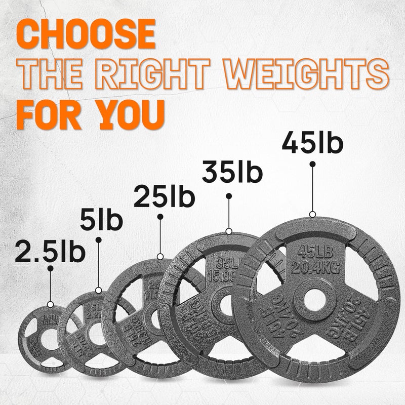 Yes4All Tri-Grip Handles Olympic Weight Plates/Cast Iron Weight Plates, Suitable for Barbell Exercises, Strength, Flexibility Training - 5LB (Single) - Image 4