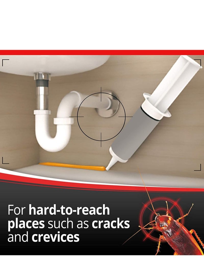 Combat Max Roach Killing Gel Syringe 12g + 12 Bait Stations Defense System, Fast Acting Cockroach Killer, Kills Nest & Colony, Indoor Pest Control for Kitchen Home Bathroom - Image 2