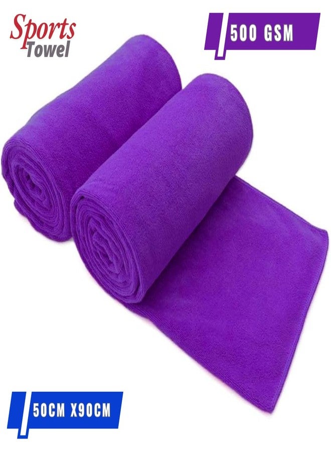 Microshine Microfiber Gym Towels, 2-Pack, Purple - High Absorbency, Fast Drying, Lightweight Yoga & Fitness Towels. - Image 3
