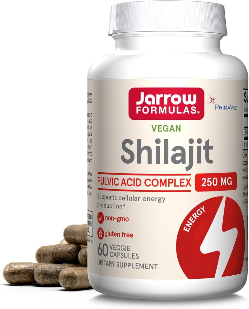 Jarrow Formulas Shilajit 250 mg Dietary Supplement Shilajit Acid Complex for Cellular Energy Production 60 Veggie Capsules 60 Day Supply - Image 1