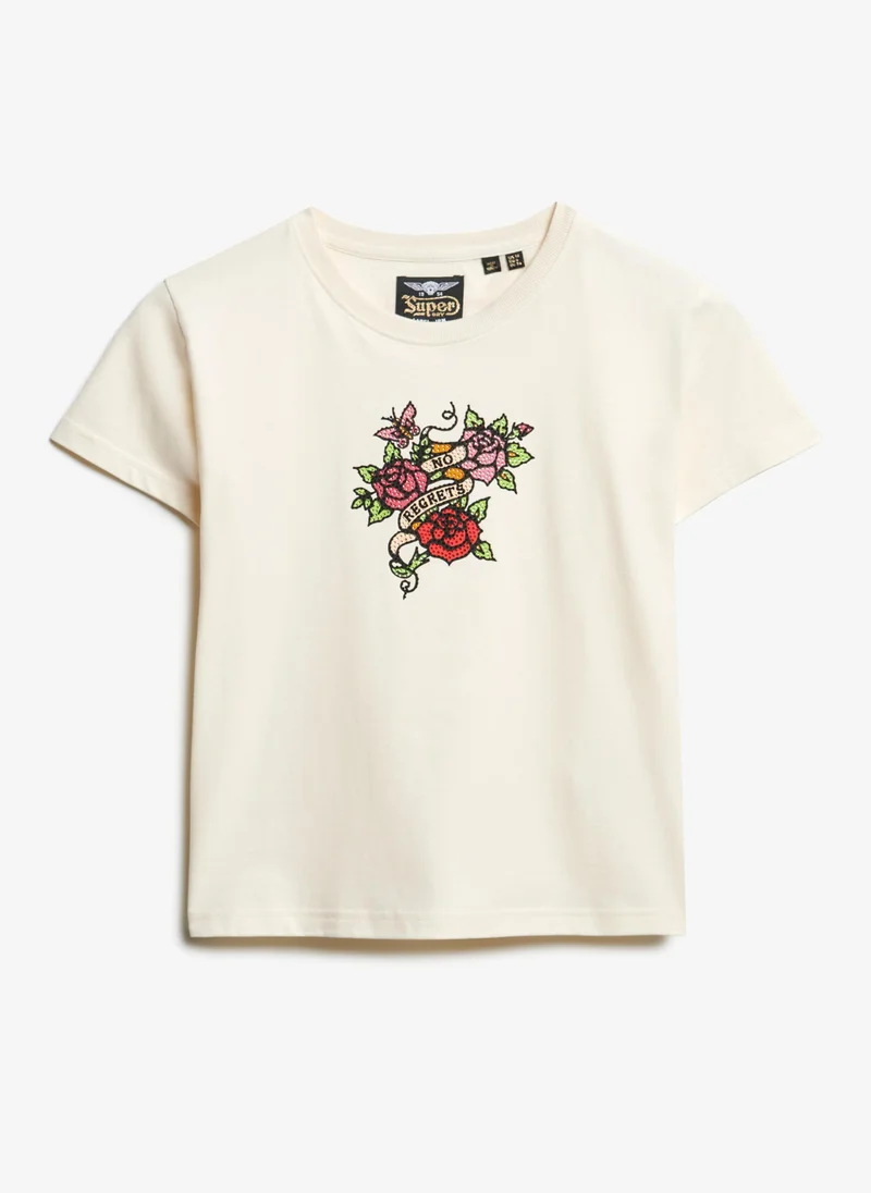 Superdry Small Tattoo Rhinest Fittd Tee