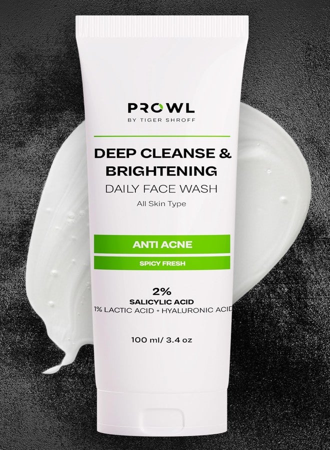 PROWL by Tiger Shroff Facewash 2% Salicylic Acid | Anti Acne For Dry Combination Oily & Acne Prone Man Skin Care with 1% Lactic Acid, Hyaluronic Acid | Exfoliating Brightening Cleanser Face Wash For Men | 100ml - Image 1