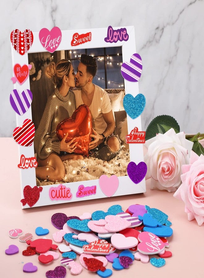 JULBEAR 300 Pcs Valentine's Day Heart Foam Stickers Glitter Self-Adhesive Colorful Mixed Foam Stickers for Kids Party Valentine's Day Wedding Mother's Day DIY Crafts Favor Supplies Home Decorations - Image 5
