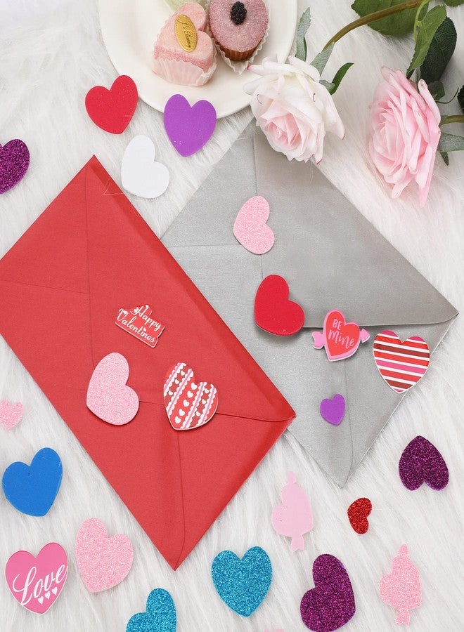 JULBEAR 300 Pcs Valentine's Day Heart Foam Stickers Glitter Self-Adhesive Colorful Mixed Foam Stickers for Kids Party Valentine's Day Wedding Mother's Day DIY Crafts Favor Supplies Home Decorations - Image 3