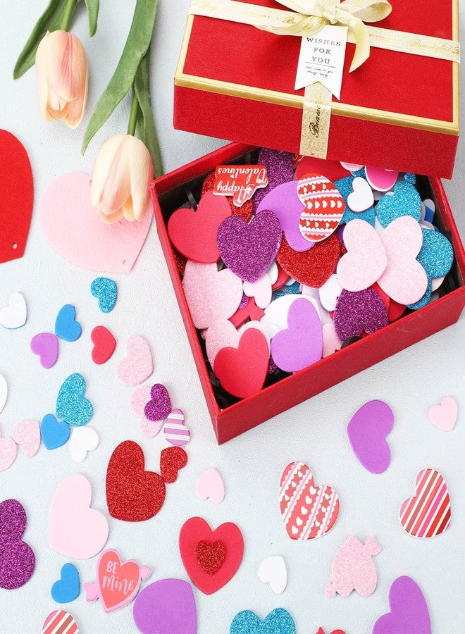 JULBEAR 300 Pcs Valentine's Day Heart Foam Stickers Glitter Self-Adhesive Colorful Mixed Foam Stickers for Kids Party Valentine's Day Wedding Mother's Day DIY Crafts Favor Supplies Home Decorations - Image 4