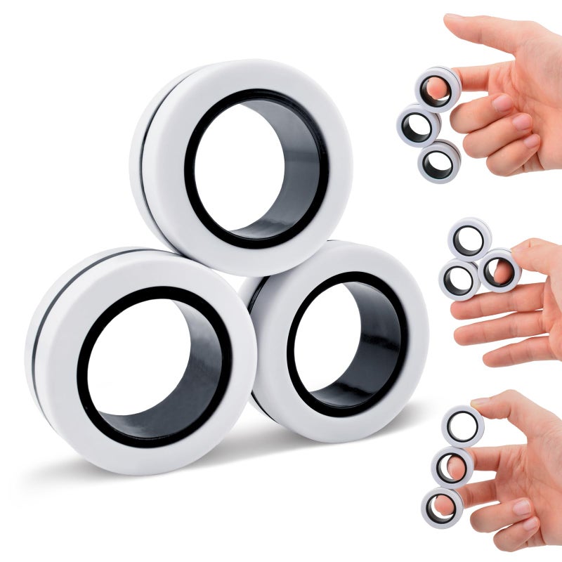 Cevioce 3 PCS Magnetic Rings Fidget Toys Set for Adults Boys TeensADHD Anxiety Fidget Spinner Magnetic RingCoolest Finger Stress Relief Toys Kids Birthdays Easter Gifts for 8 9 10 11 12 Year Old - Image 2