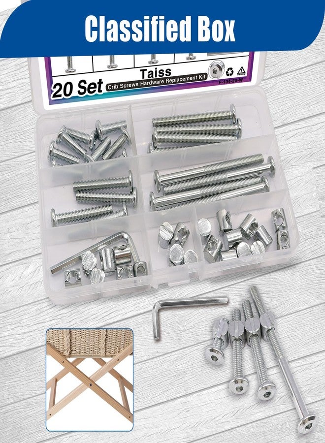 Taiss 20 Set Crib Screws M6X20Mm/40Mm/60Mm/80Mm Baby Crib Hardware Replacement Kit, Bunk Bed Screws Hex Socket Bolts Bolts With Nuts - Image 5
