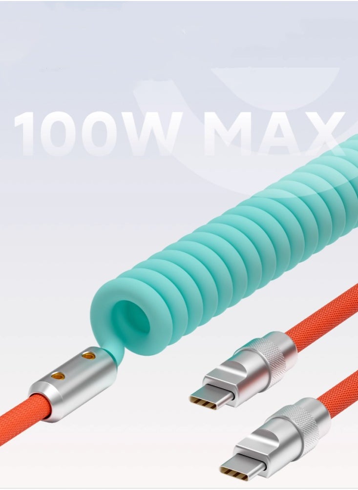 Generic - Suitable For Apple, Android, Mobile Phones, Car Audio Systems, CarPlay, Car Weaving, And Silicone Spring Data Cable. Purple + green color scheme 1-meter USB-A for Apple 12W iPhone 6-14 - Image 1