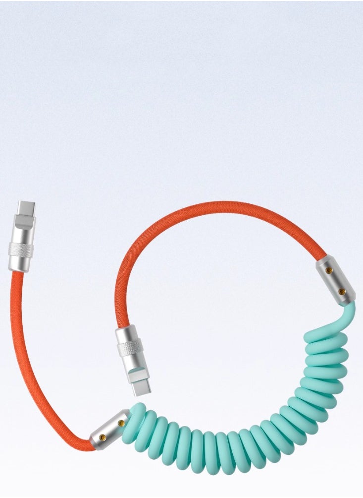 Generic - Suitable For Apple, Android, Mobile Phones, Car Audio Systems, CarPlay, Car Weaving, And Silicone Spring Data Cable. Purple + green color scheme 1-meter USB-A for Apple 12W iPhone 6-14 - Image 1