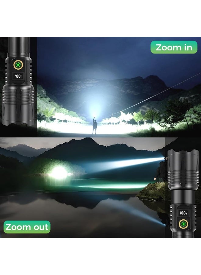 HASTHIP® Rechargeable Flashlight, 2000 Lumens High Brightness Handheld LED Torch, USB Rechargeable, IPX6 Waterproof, 6 Modes, Zoomable Focus, Lightweight & Portable, for Emergency, Camping, Hiking - Image 2