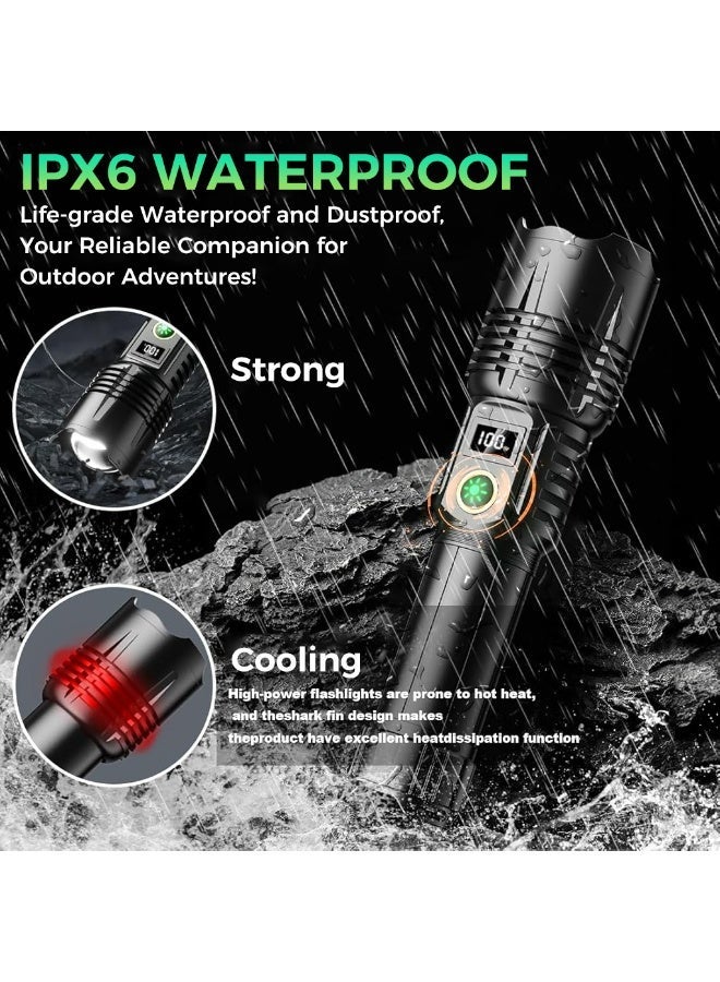 HASTHIP® Rechargeable Flashlight, 2000 Lumens High Brightness Handheld LED Torch, USB Rechargeable, IPX6 Waterproof, 6 Modes, Zoomable Focus, Lightweight & Portable, for Emergency, Camping, Hiking - Image 4