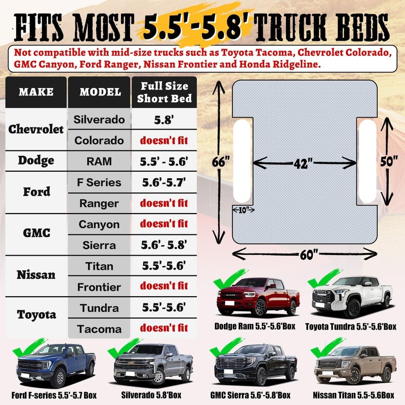 Umbrauto Truck Bed Air Mattress for 5.5-5.8Ft Short Truck Beds with Pump & Carry Bag - Image 2
