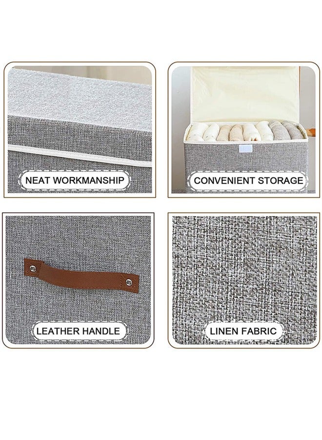 3 Pack Foldable Storage Bins with Lids Collapsible Storage Box with Handle, for Organizing Clothes, Toys, Office, 38x25x25cm, Grey  - Image 3