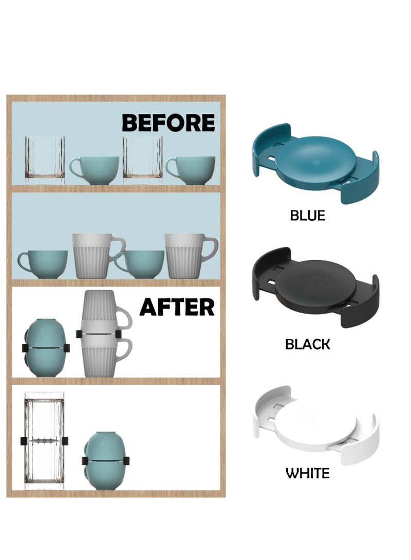 Excefore Coffee Mug Organizer, Mug Organizer for Cabinet Kitchen Cabinet Shelf Organizer Coffee Mug Organizers and Storage for Tea Cup Stacker Coffee Mug Stacker Save Space Cup Organizer, 6 Pcs, Black - Image 2