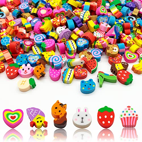 ZAKVOOR 300 Pieces Mini Erasers Assortment Novelty Pencil Erasers Bulk for Office Stationery and Craft Projects MultiStyle - Image 1