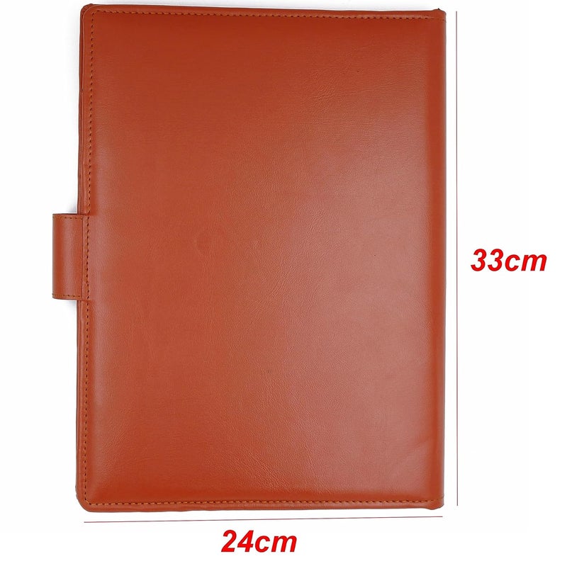 Asraw Professional PU Leather Multipurpose Magnetic Button Lock Conference File Folder Certificate Organiser for Meetings, Conferences, Seminars, Presentations, Interview Portfolio (Tan) - Image 3