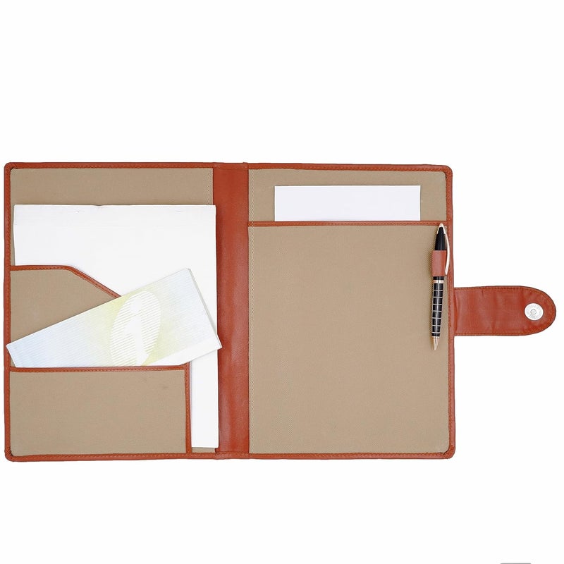 Asraw Professional PU Leather Multipurpose Magnetic Button Lock Conference File Folder Certificate Organiser for Meetings, Conferences, Seminars, Presentations, Interview Portfolio (Tan) - Image 5