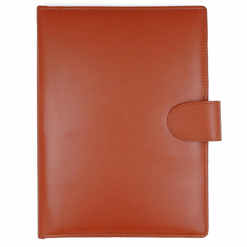 Asraw Professional PU Leather Multipurpose Magnetic Button Lock Conference File Folder Certificate Organiser for Meetings, Conferences, Seminars, Presentations, Interview Portfolio (Tan) - Image 1