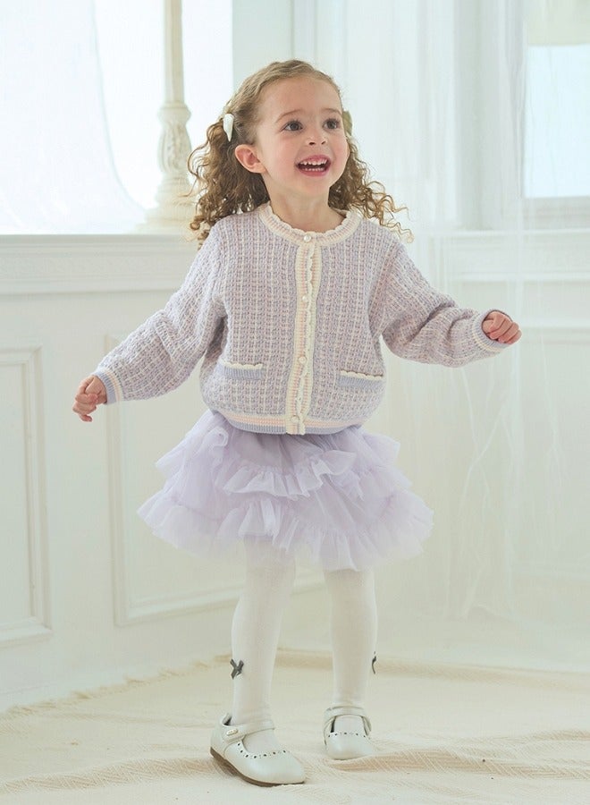 Dave & Bella Girls Knitted Cardigan and Layered Tulle Skirt Set - Image 1