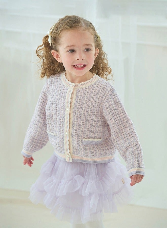 Dave & Bella Girls Knitted Cardigan and Layered Tulle Skirt Set - Image 2