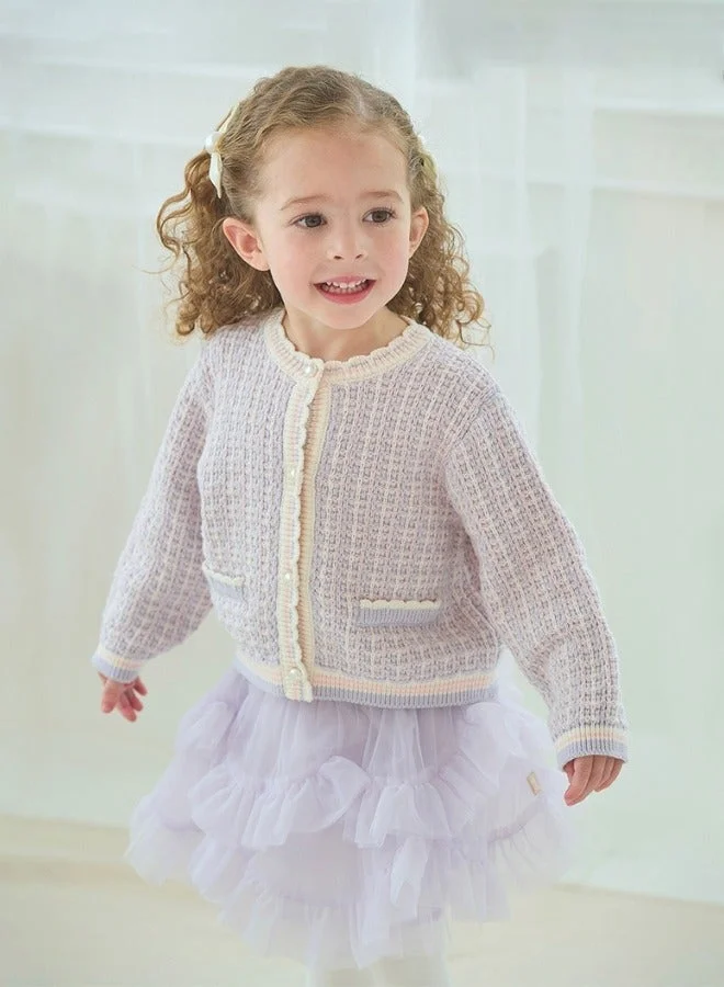 Dave & Bella Girls Knitted Cardigan and Layered Tulle Skirt Set