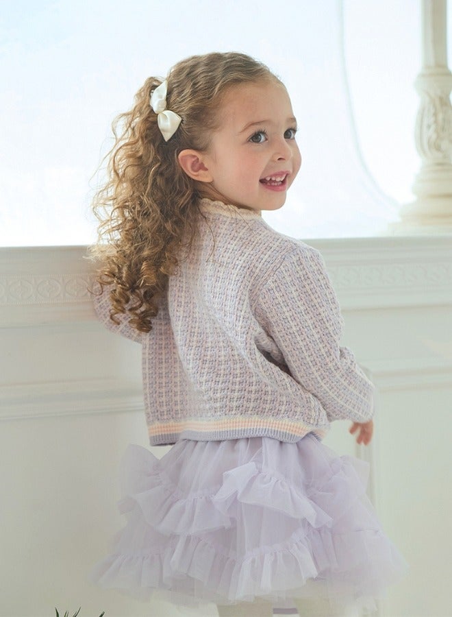 Dave & Bella Girls Knitted Cardigan and Layered Tulle Skirt Set - Image 3
