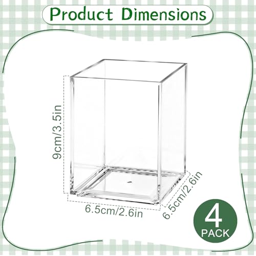 AZUREAL 4 Pack Clear Acrylic Pen Holder Cup Clear Makeup Brush Holder Thickened Acrylic Desktop Stationery Organizer for Office School and Home Storage - Image 3