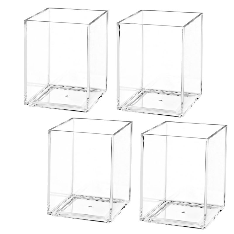 AZUREAL 4 Pack Clear Acrylic Pen Holder Cup Clear Makeup Brush Holder Thickened Acrylic Desktop Stationery Organizer for Office School and Home Storage - Image 2