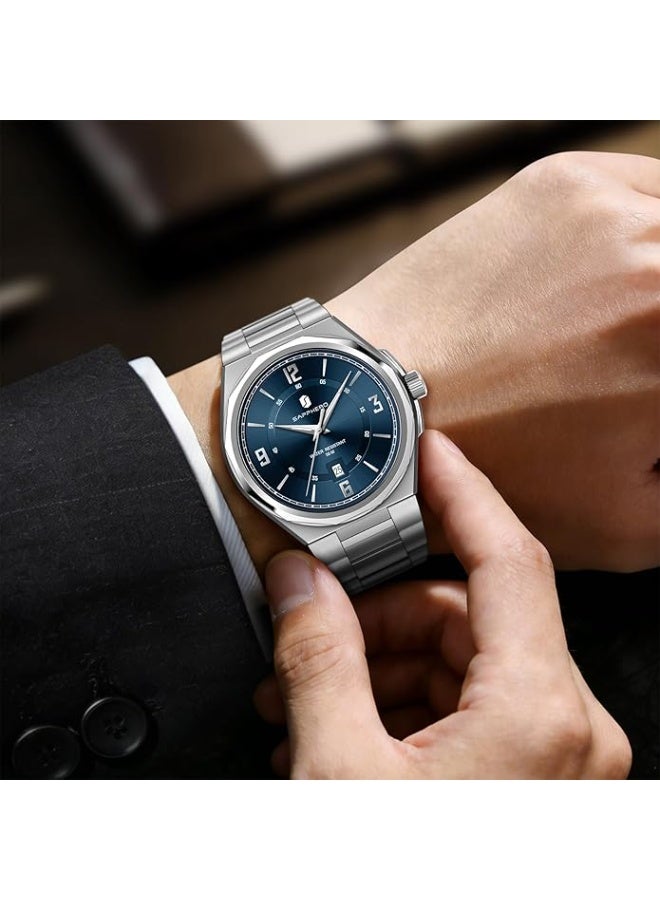 Sapphero Watches for Men Arabic Numeral Dial Quartz Wristwatch 50M Waterproof Luminous Watches Mens Watch Work Sport Casual Dress Watch with Stainless Steel Strap Elegant Gifts for Men - Image 3