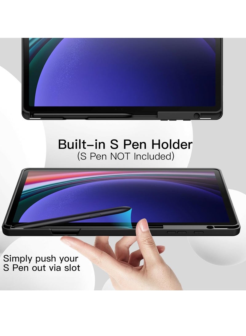 DUSALA Case for Samsung Galaxy Tab S9 Plus 12.4 Inch with S Pen Holder, Soft TPU Tri-Fold Stand Protective Tablet Cover, Support S Pen Charging, Auto Wake/Sleep - Image 3