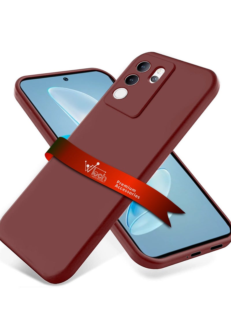 Wtech Soft Liquid Silicone Case Cover For Vivo V30 Lite 5G 2023 Maroon - Image 1