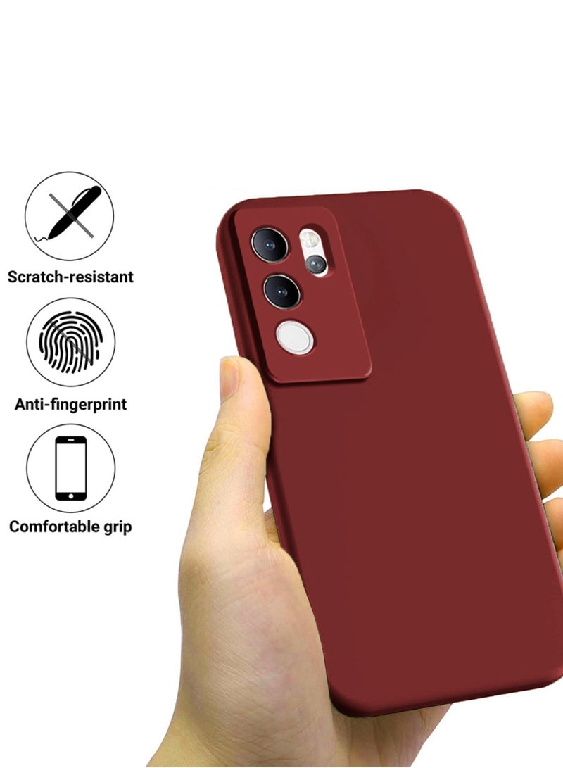 Wtech Soft Liquid Silicone Case Cover For Vivo V30 Lite 5G 2023 Maroon - Image 3