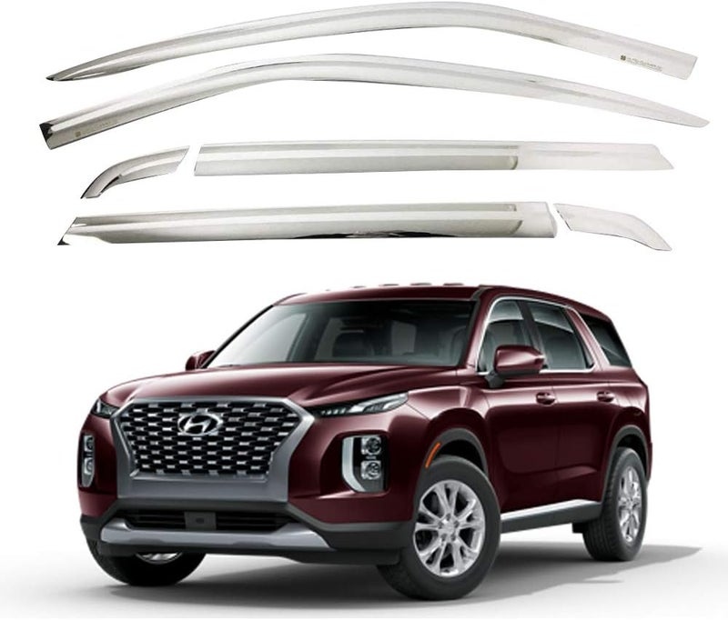 AUTO CLOVER AUTOCLOVER Side Window Vent Visor 6 Piece Set for Hyundai Palisade 2019-2021 (Chrome) - Image 1