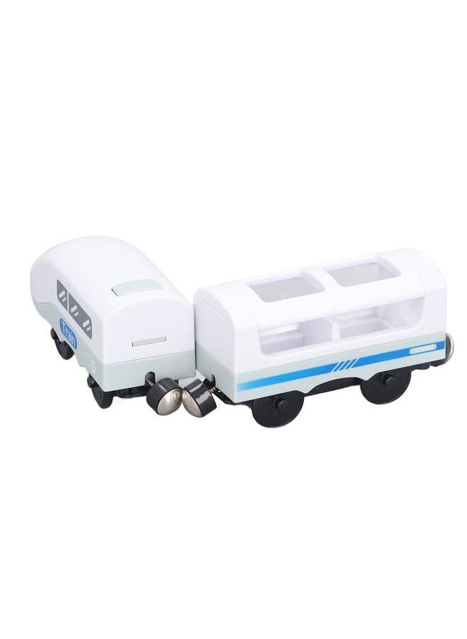 NIBEMINENT Magnetic Connection Train Battery Operated Electric Toys With Locomotive Carriage for Kids Toddlers Old Blue and White  - Image 4