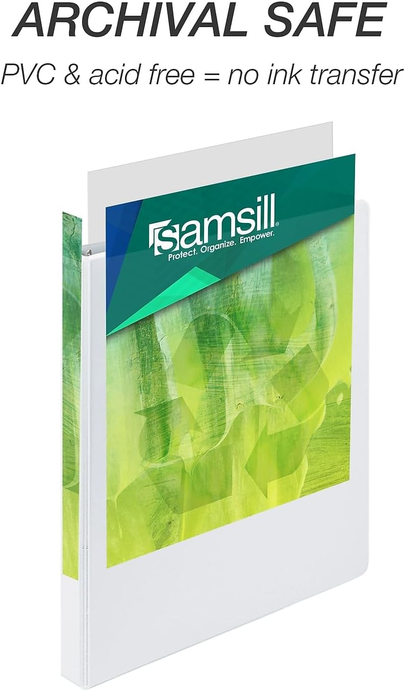 Samsill Samsill 18917 Earths Choice Biobased  Biodegradable Round Ring View Binder 12Inch Cap White SAM18917  - Image 5