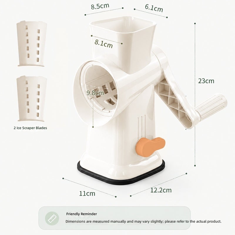 Manual Hand-Crank Ice Shaver Machine, Compact Household Snow Cone & Shaved Ice Maker, Durable ABS Body, Modern Minimalist  Design