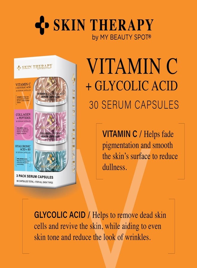 My Beauty Spot Facial Serum Capsules 3 Pack 90pcs Vitamin C Serum, Hylunaric Acid Serum, Collagen Serum for Face Anti Aging Anti Wrinkle Serum for Fine Lines - Image 2