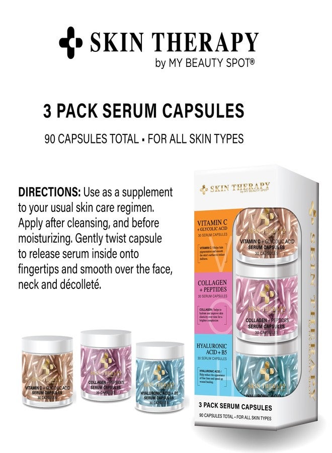My Beauty Spot Facial Serum Capsules 3 Pack 90pcs Vitamin C Serum, Hylunaric Acid Serum, Collagen Serum for Face Anti Aging Anti Wrinkle Serum for Fine Lines - Image 5